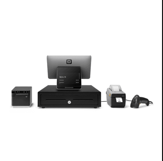 Square register with cash drawer, printer and scanner